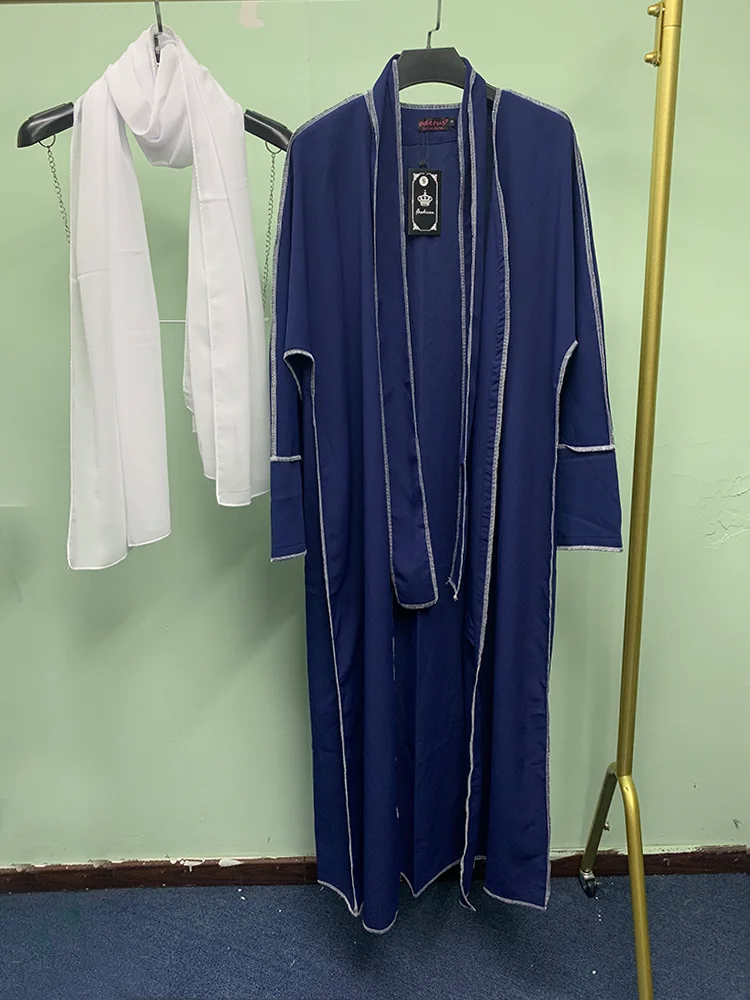 Stitching Abaya Set 4 Piece Abayas for Women 2023 Dubai Muslim Islamic Women Clothing Khimar with Long Inner Dress Hijab Belt