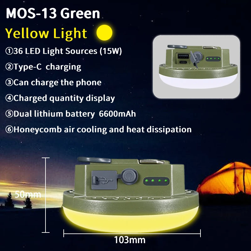 

Портативный кемпинговый фонарь MOSLIGHTING 9900 мАч