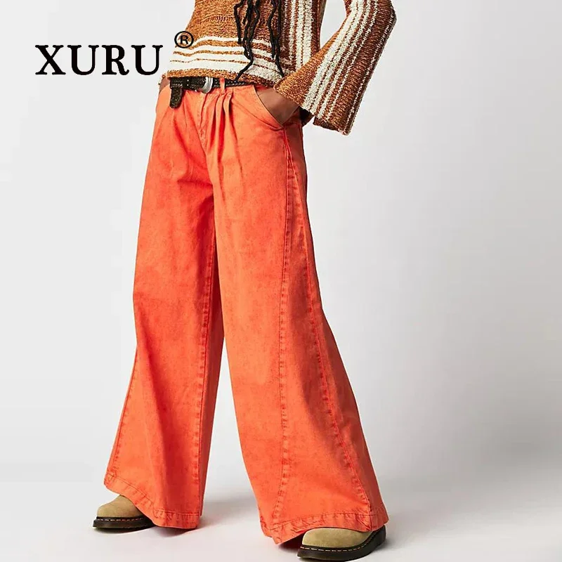 Женские расклешенные джинсы XURU европейские и американские сексуальные широкие