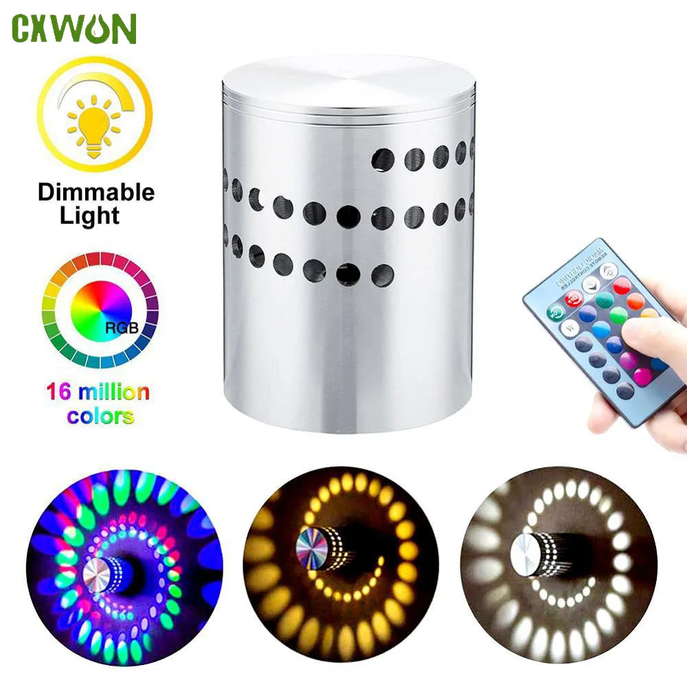 

LED RGB Indoor Wall Lamp Remote Control Aluminum Creative Night Light for Home Decor Living Room Bedroom Tabletop Spot Lights