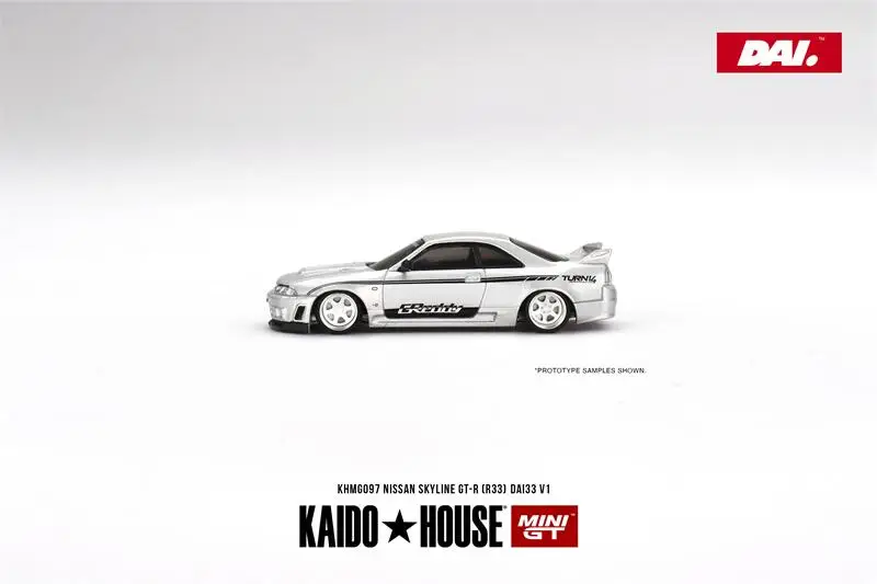 

Предпродажа, Kaido House x MINI GT 1:64 Nissan Skyline GT-R (R33) DAI33 V1, коллекция моделей автомобилей из литого серебра, миниатюра