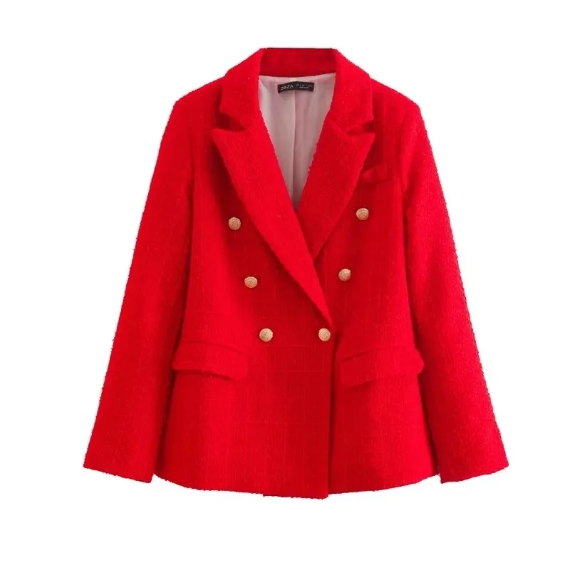 

Женский двубортный Блейзер на пуговицах, белый однотонный Повседневный блейзер с отложным воротником в Корейском стиле для офиса, весна