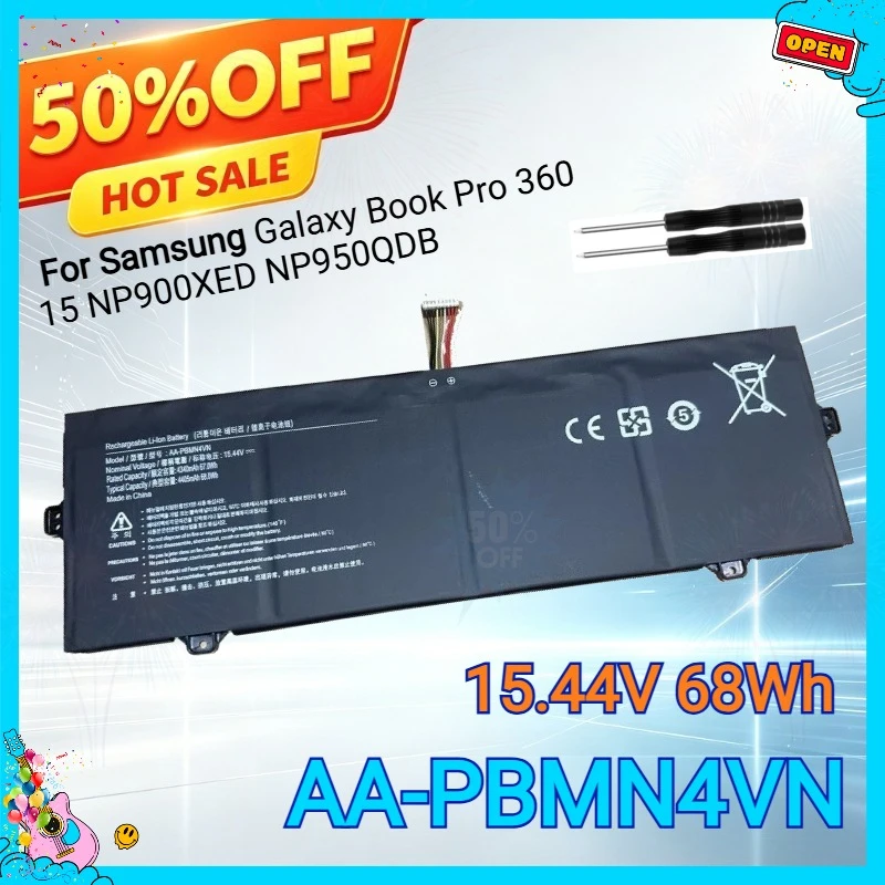 Фото AA-PBMN4VN 15.44В 68Втч Аккумулятор для ноутбука Samsung Galaxy Book Pro 360 NP950QCG NP950QDB NP935XDB BA43-00398 1588-3366 NP900XED №1
