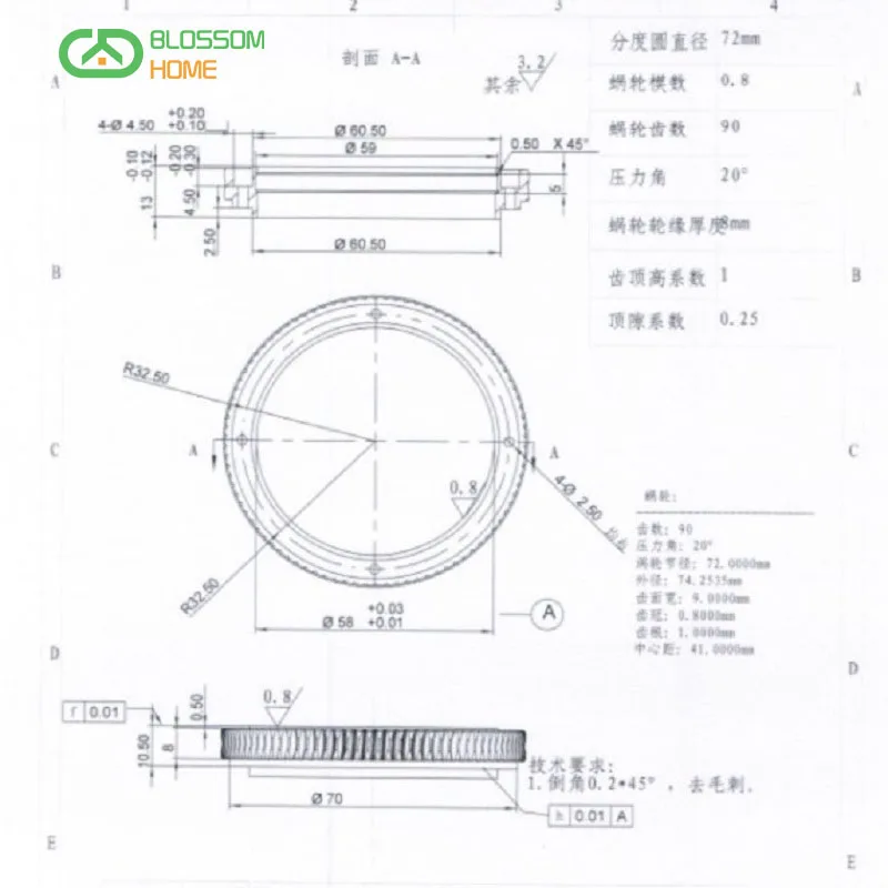 1 компл. Внешний диаметр: 72 мм 0 8 M-90T отношение скорости червячного редуктора 1:90