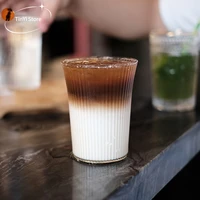 350ml vertical stripes transparent glass coffee tea mug handle drinks dessert breakfast milk cup glass mugs handle drinkware