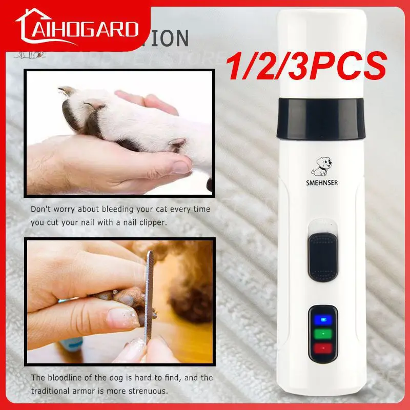 

1/2/3PCS Painless USB Charging Dog Nail Grinders Rechargeable Pet Nail Clippers Quiet Electric Dog Cat Paws Nail Grooming