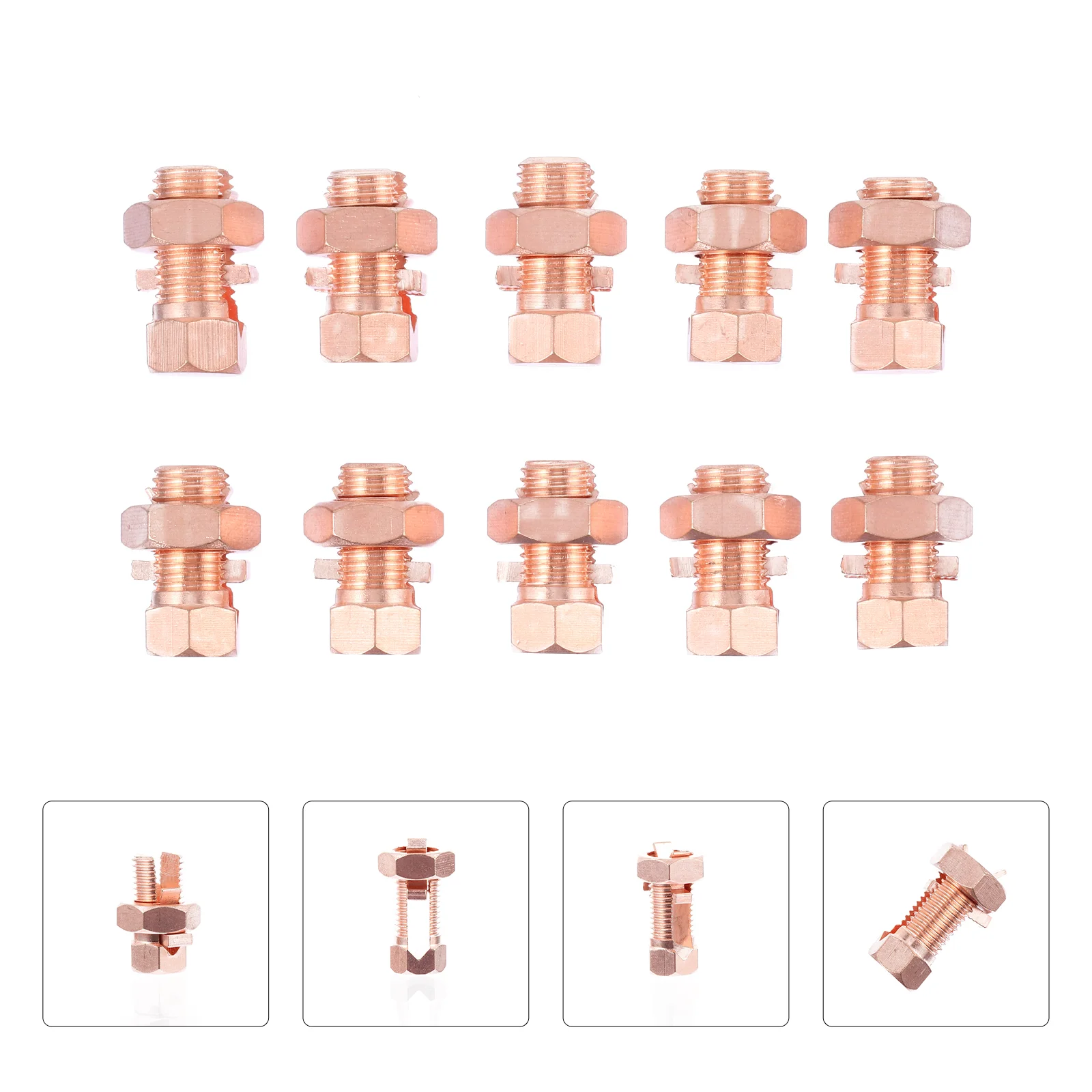 

10 Pcs Bolt Clamp Strength Split Connector Grounding Copper Antenna Bonding Wire