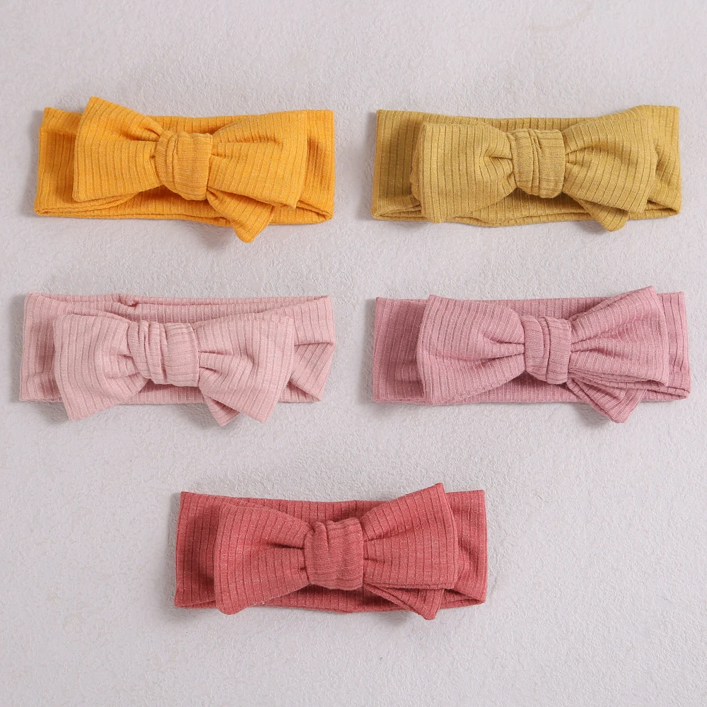 

Solid Color Bowknot Baby Headbands Nylon Elastic Bow Children Hair Accessories Newborns Knitting Hair Bands Toddler Turban