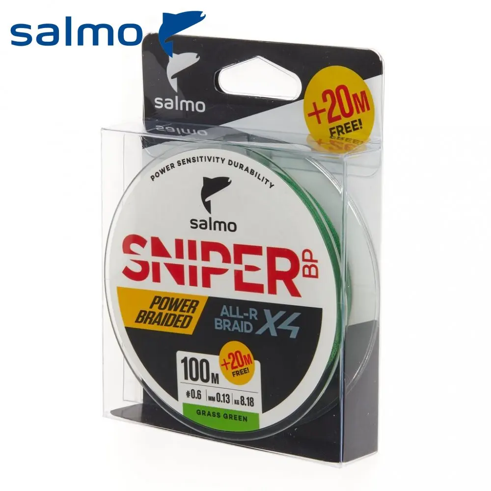 Шнур плетеный Salmo Sniper BP ALL R BRAID х4 Grass Green 120м 0.13мм | Спорт и развлечения