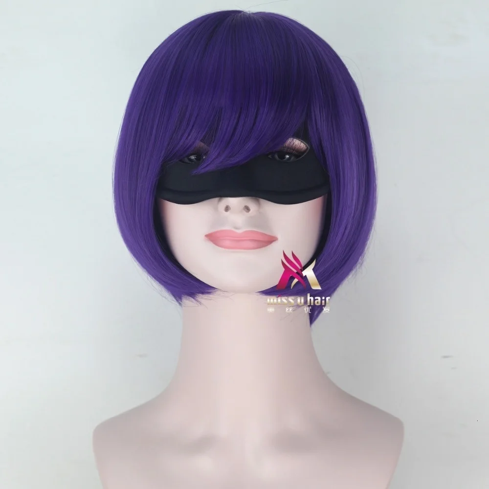 New Movie Kick-Ass Mindy Macready Hit Girl cosplay wig Chloe Grace purple role play hair wig costumes with eye mask +wig cap images - 6