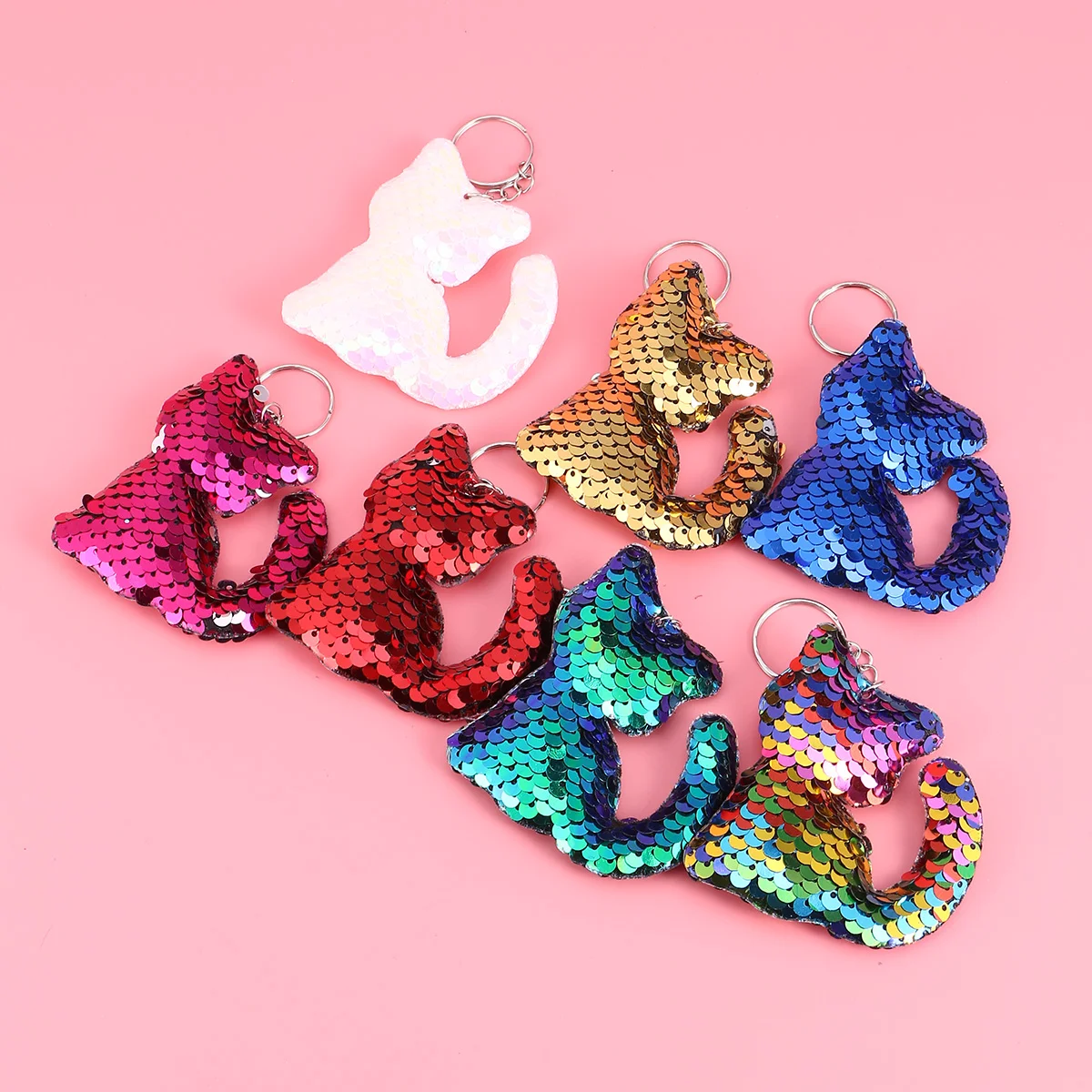 

21pcs Keychain Creative Cat Sequins Hanging Keyring Ornament Pendant for Friends