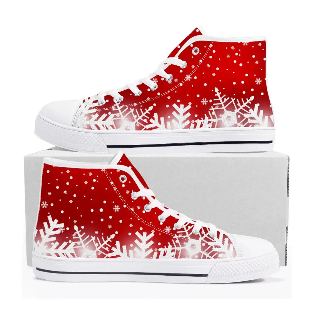 

Счастливого Рождества Санта Клаус Снеговик высокие кроссовки Мужские Женские подростковые холщовые высококачественные кроссовки пара обуви под заказ