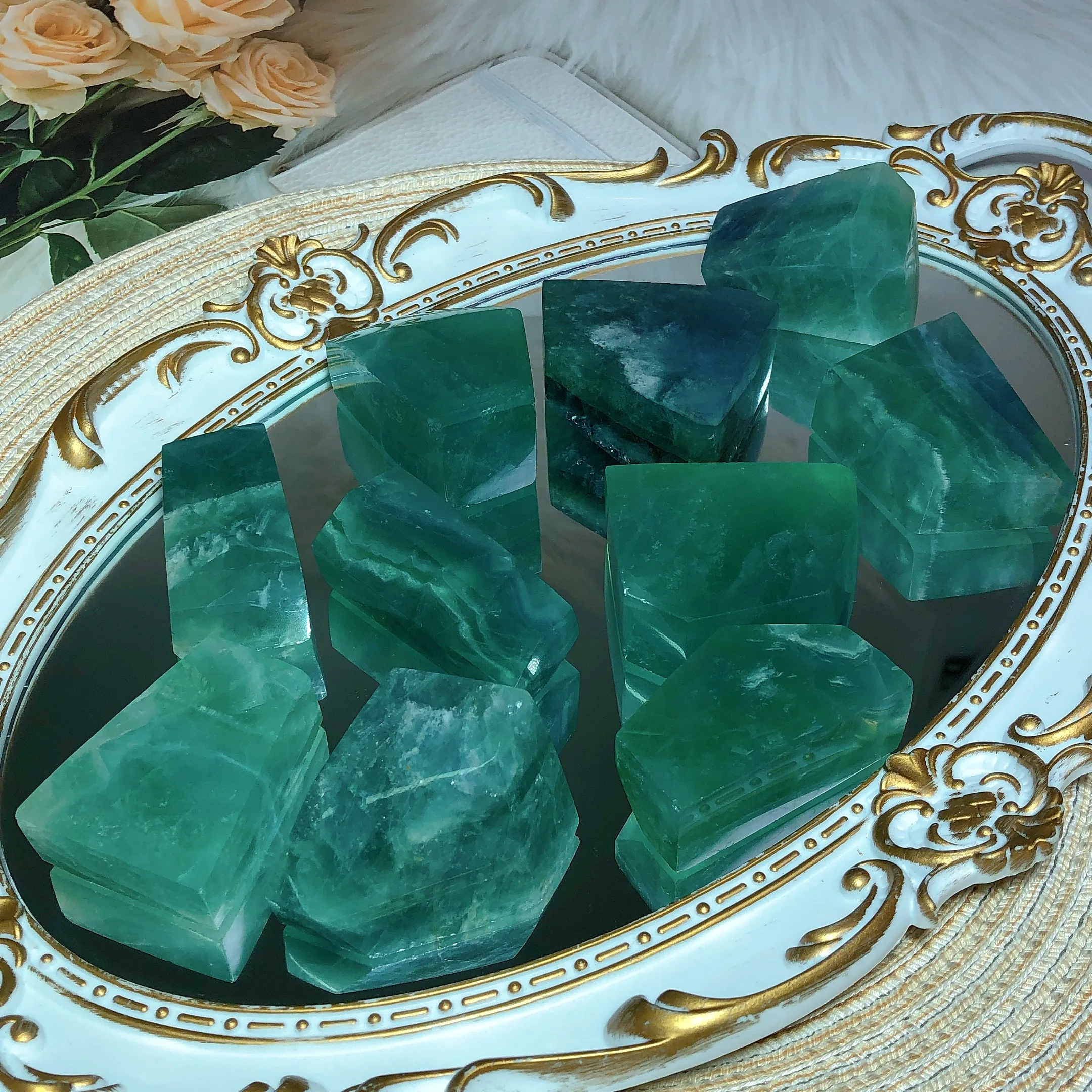 Натуральные кристаллы Ocean Blue Fluorite Freeform радужные вспышки лечебные камни высокого