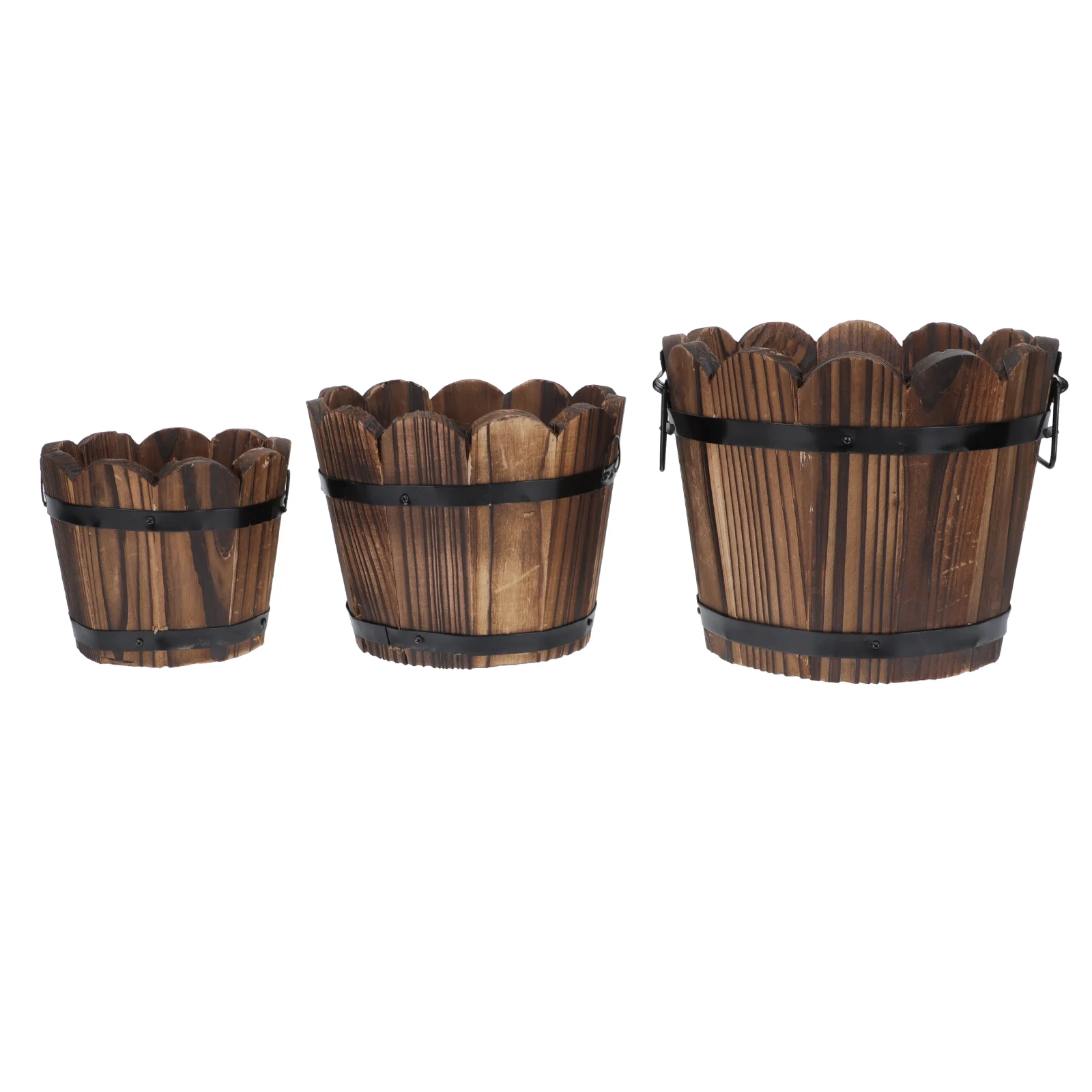 

3Pcs Succulent Flowerpots Creative Planters Wooden Planters Garden Decor for Office