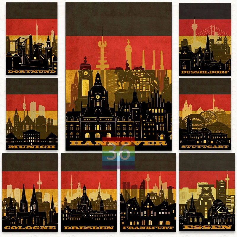 Германия городской пейзаж флаг планшетофон Настенный декор немецкий Настенная