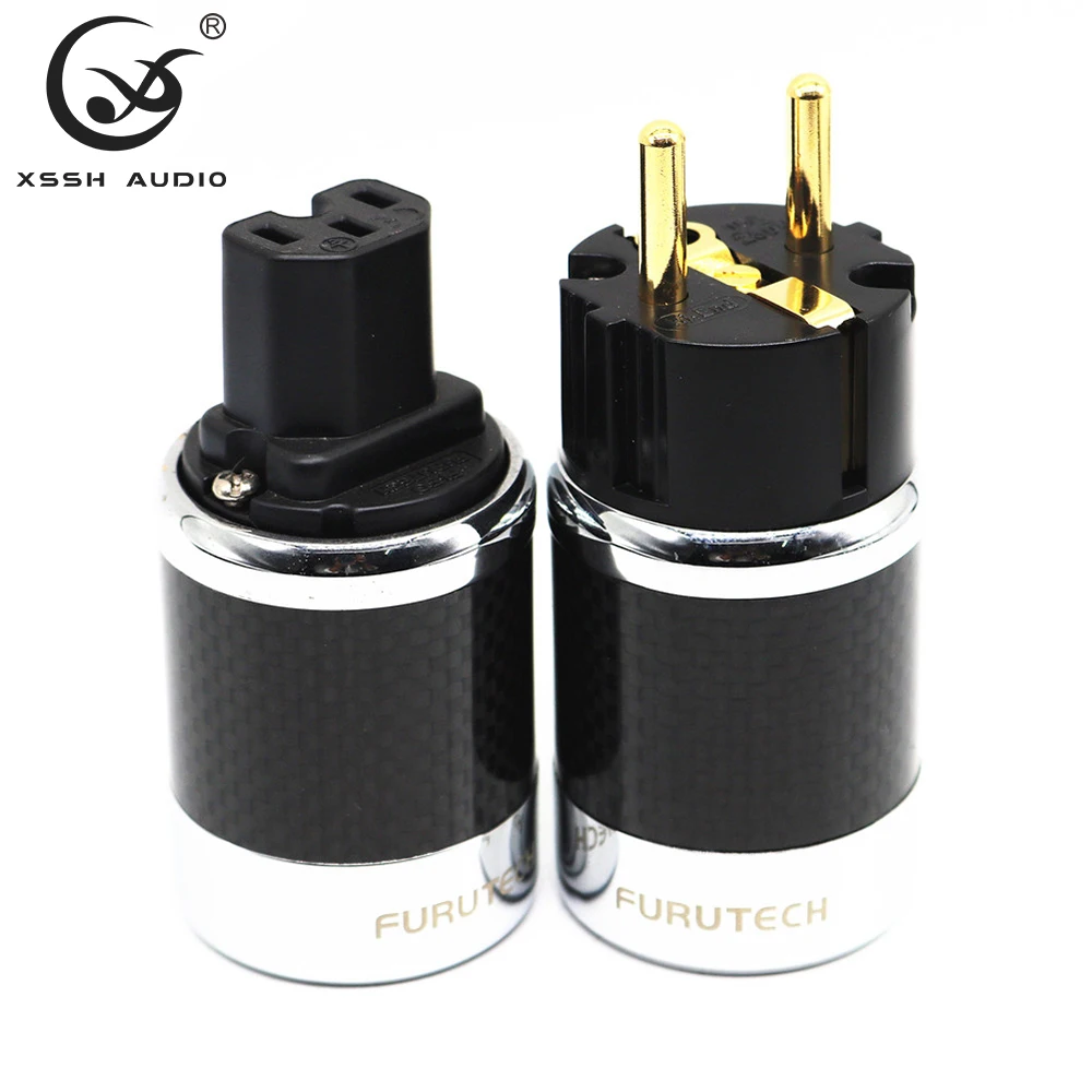 

YIVO аудио OEM Hi-end HIFI углеродное волокно позолоченный Чистая медь штекер питания Schuko FI50 и FI50M разъем IEC штекер гнездовой разъем
