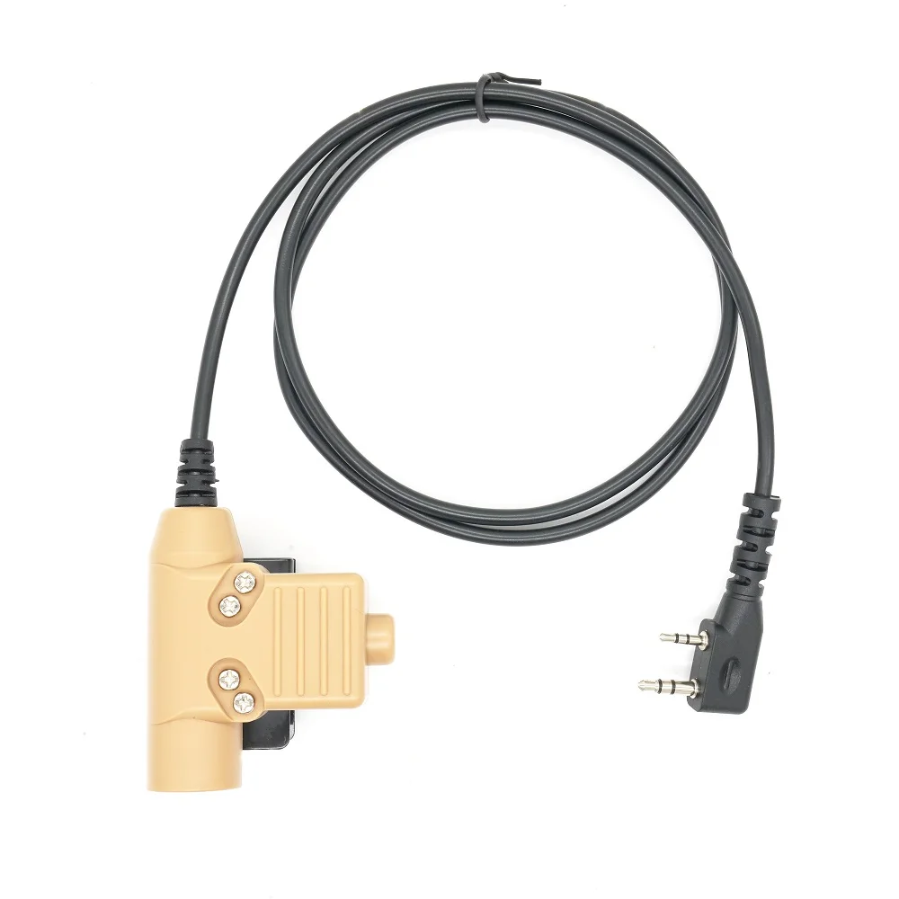 Walkie Talkie Radio Brown Tactical Headset Adapter U94 PTT for UV 82 UV5R UV5RE UV5RA UV6R BF888S