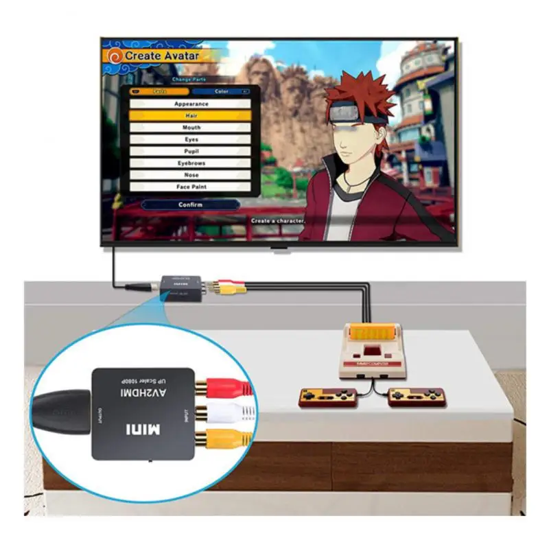 Мини-конвертер AV-HDMI-совместимый композитный L/R аудио CVBS HD видео конвертер адаптер