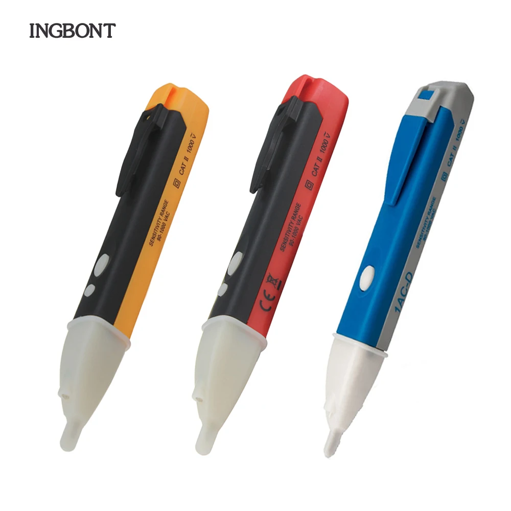 

INGBONT Non-Contact Tester Pen Electric Indicator 90-1000V AC Power Voltage Test Alert Detector Pencil LED Display Socket Sensor