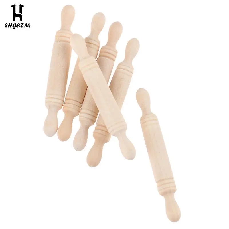 

Миниатюрная деревянная скалка для кукольного домика, модель, кухонные аксессуары, игрушка для кукольного домика, наклейки