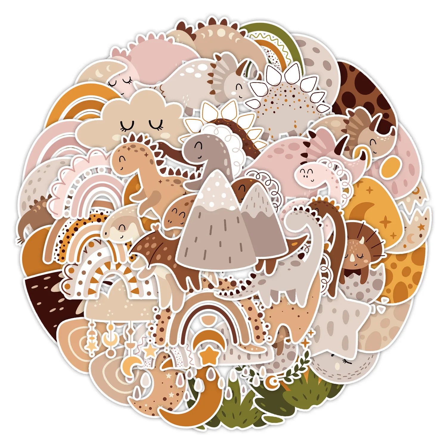 

10/30/50PCS New Trendy Cartoon Bohemian Dinosaur Doodle Graffiti Skateboard Helmet DIY PVC Children Toy Reward Sticker Wholesale