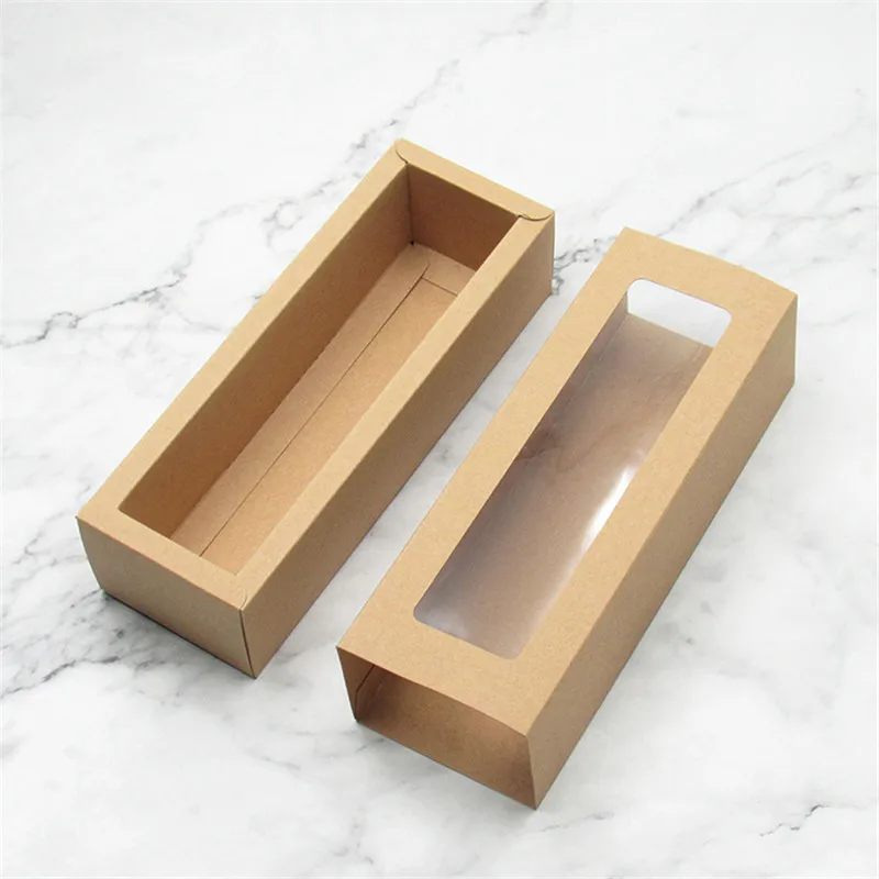 

Macaron Box Transparent Window Kraft Paper Dessert Packaging Box Baking Biscuits West Point Packaging Box