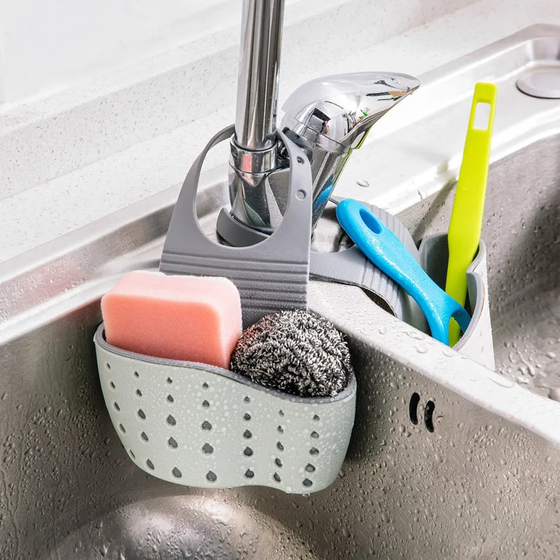 

Sink Shelf Soap Sponge Drain Rack Adjustable Hanging Drain Basket Bag Kitchen Sink Holder Sponge Shelf Kitchen Accessories