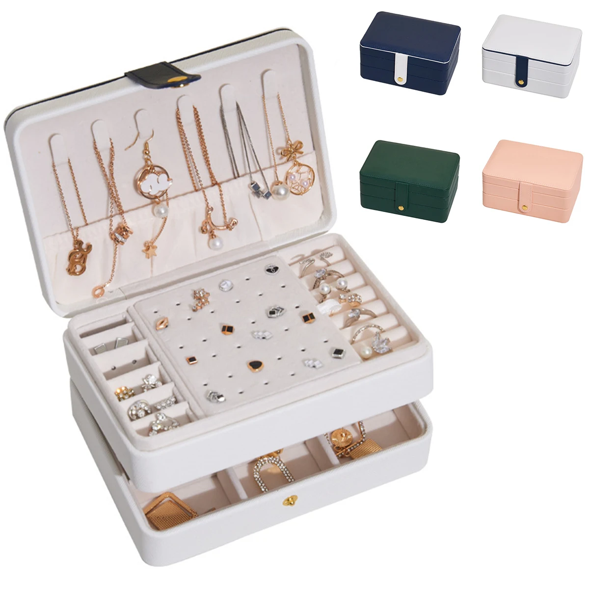 

Женская трехуровневая шкатулка-органайзер для украшений с замком