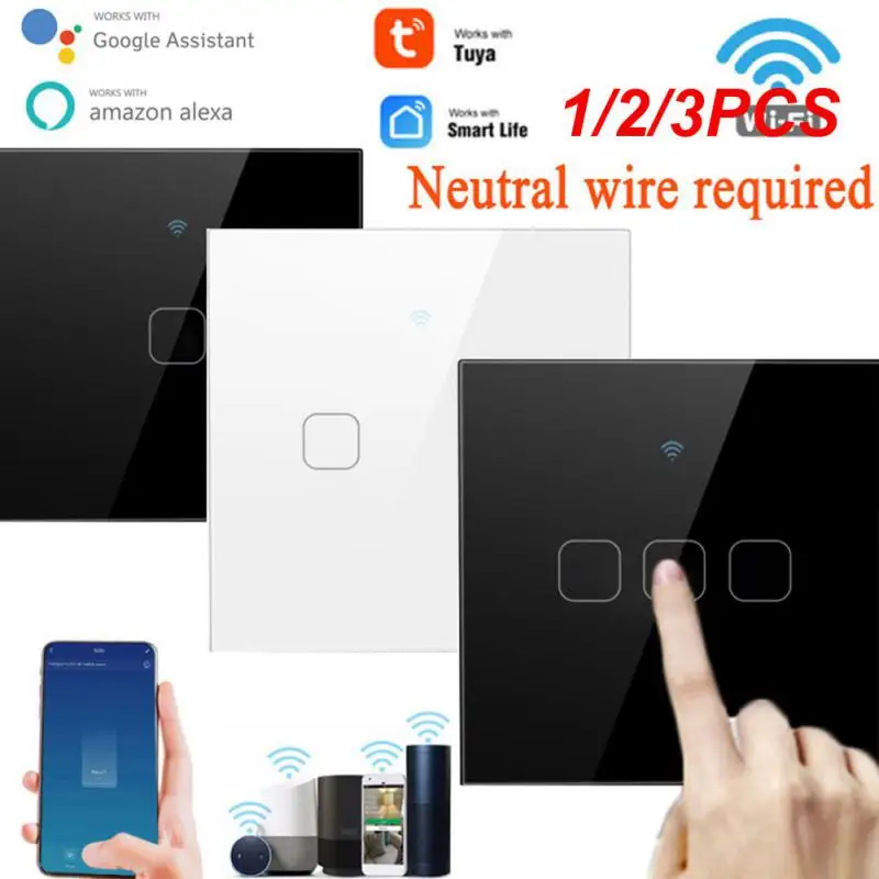

1/2/3PCS 1/2/3 Gang Tuya WiFi Smart Switch with Luxuray Glass Panel Touch Sensor Control Wall Button Work With Alexa Home