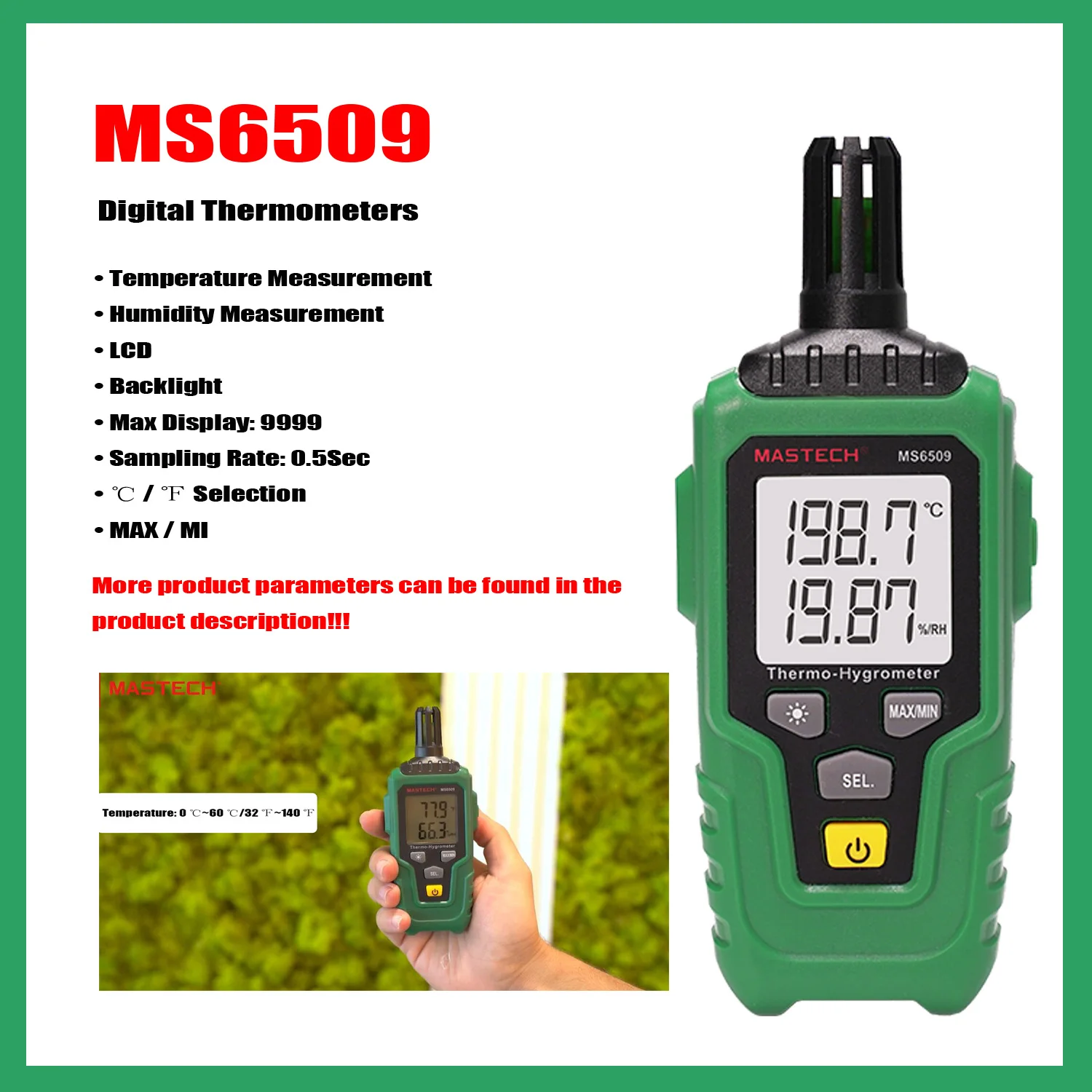 Цифровой измеритель температуры и влажности Mastech MS6509