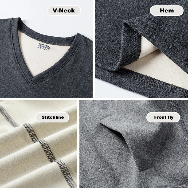 Winter Men's Thick Thermal Underwear Sets Long Johns Mens Warm V Neck Thermo Underwear Double Layer Thick Thermal Clothes Brand