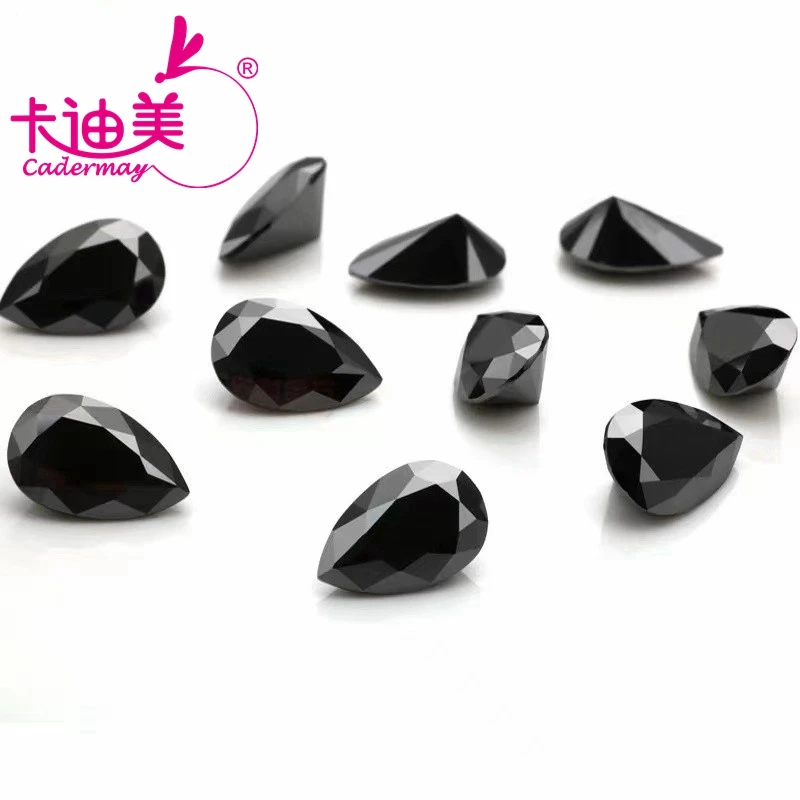 

CADERMAY Black Color VVS1 Moissanite Loose Stone Pear Shape Beads EX Cut Gemstones For Jewelry Making in Wholesale Price