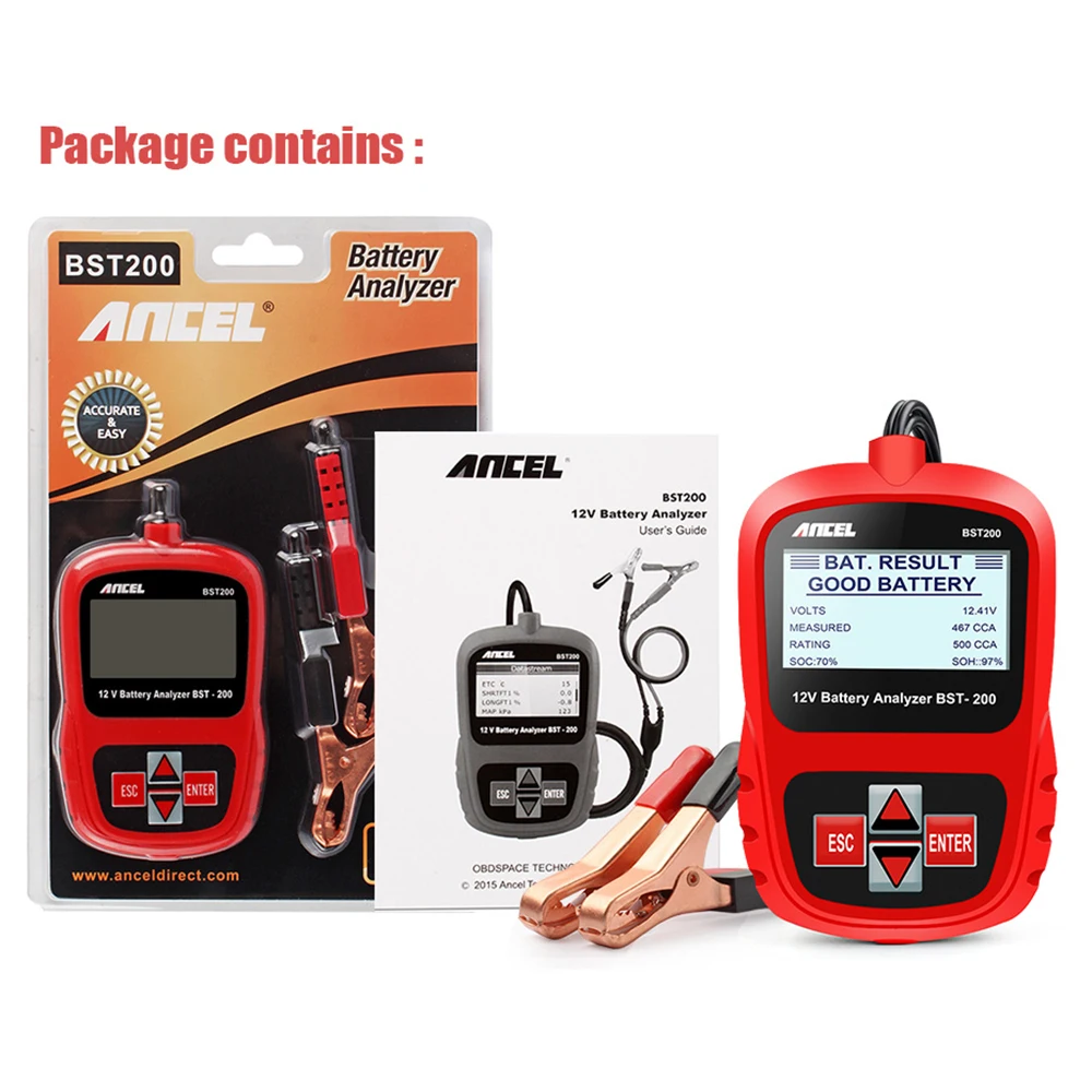 

Тестер автомобильных аккумуляторов ANCEL BST200, 12 В, 100-1100 CCA