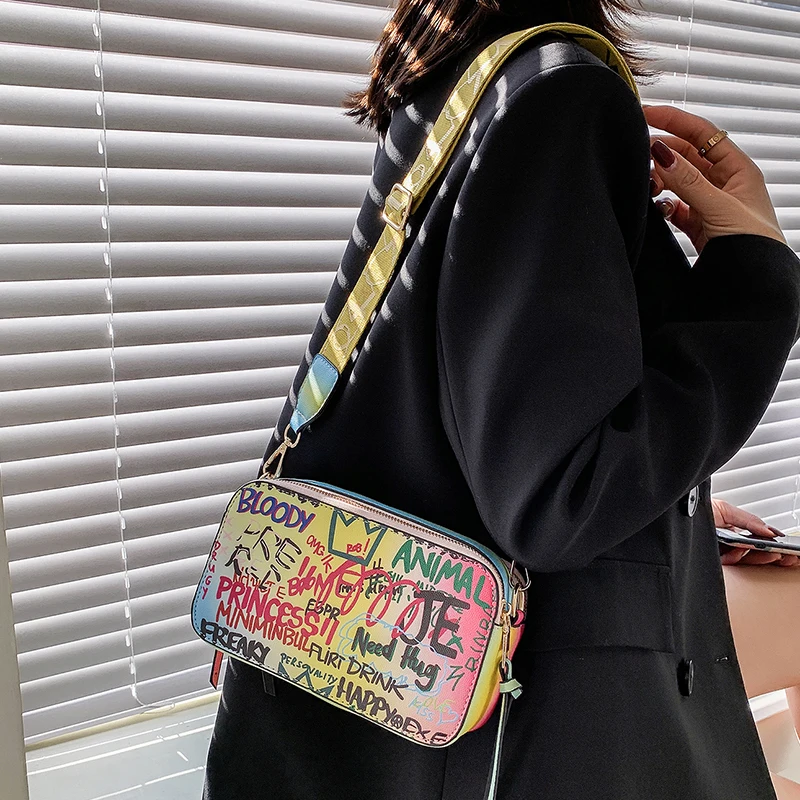 

Designer Women Small Pu Leather Purses High Quality Ladies Graffiti Travel Shoulder Bag Fashion Female Crossbody Bags for Women