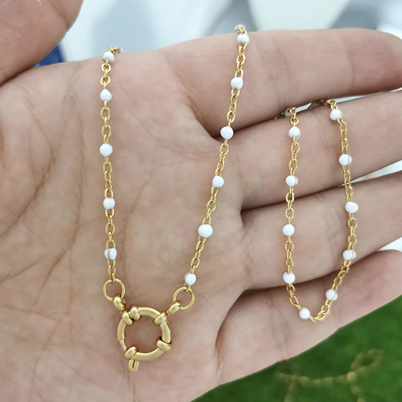 Золотая Цепочка В Стиле Бохо С Эмалированными Бусинами Радужная Застежка Пряжка