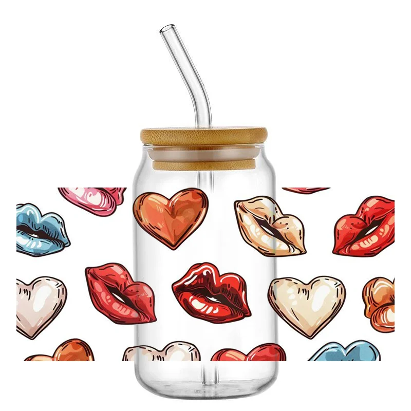 Наклейка на чашку поцелуй День святого Валентина переводная наклейка с защитой