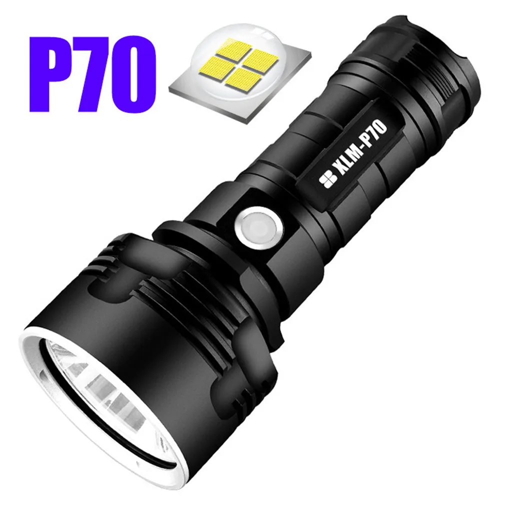 

Hot P70 LED Flashlight Super Powerful Camping Lamp Waterproof USB Charging Flashlight Outdoor 26650 Battery Rechargeable Torch