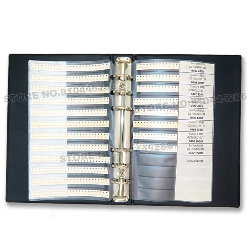 SMD 0402 0603 0805 1206 ферритовая бусина индуктивность альбом образцов Магнитный ламинированный лист магнитные бусины индуктивность книжка набор образцов