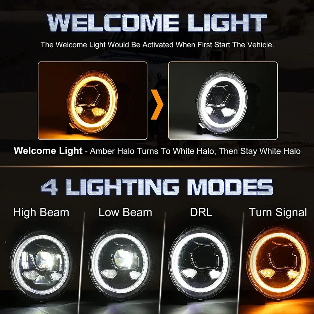 ACTVTCA 9-дюймовые светодиодные фары дневные ходовые огни сигнал поворота гало
