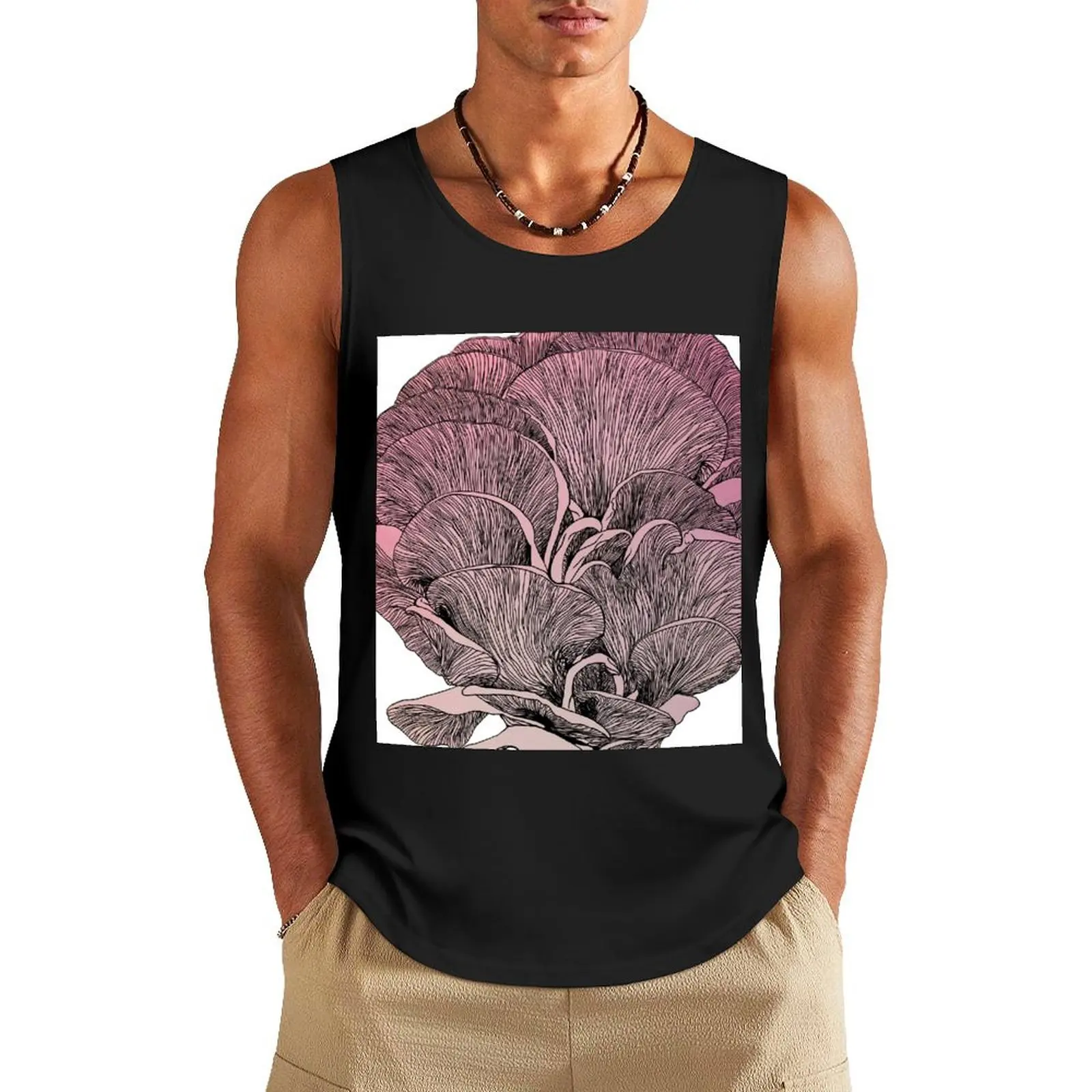 Мужские хлопковые майки Pink Oyster Mushroom Pleurotus Djamor