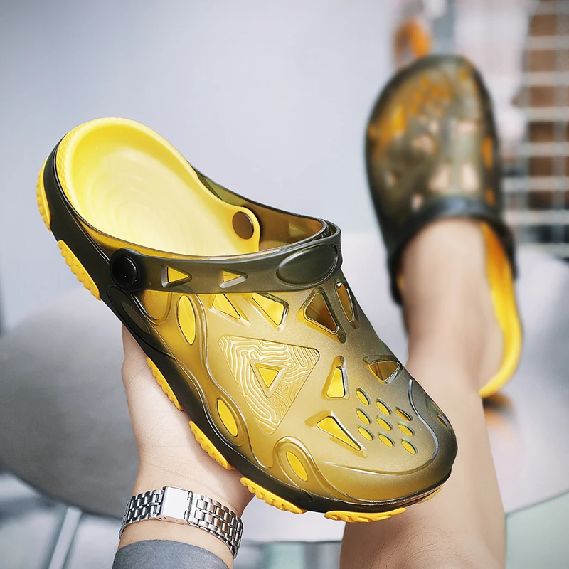 

Summer Sandals Men 2022 Summer New Hole Shoes Men's Beach Slippers Male Flat Garden Sandals Classics Clogs Shoe for Slides