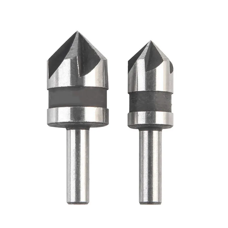 

2pcs 5 Flute Countersink Drill Bit HSS 82 Degree Point Angle Chamfer Chamfering Cutter 1/4" Round Shank For Power Tool