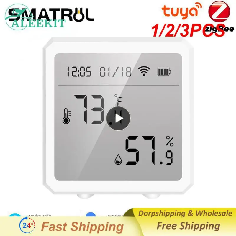 

1/2/3 шт. беспроводной смарт-термометр Tuya Zigbee3.0 с ЖК-дисплеем