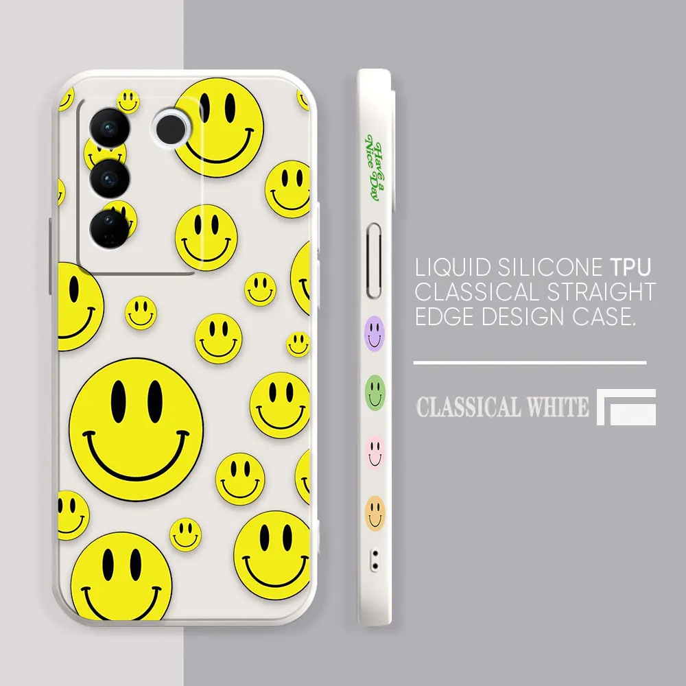 Case For VIVO S5 S6 S7 S9 S9E S10 S12 S15 S16 S16E V19 V20 V21 V23 V25 V27 PRO 5G Case Funda Cqoue Shell Capa Funny Smiling Face