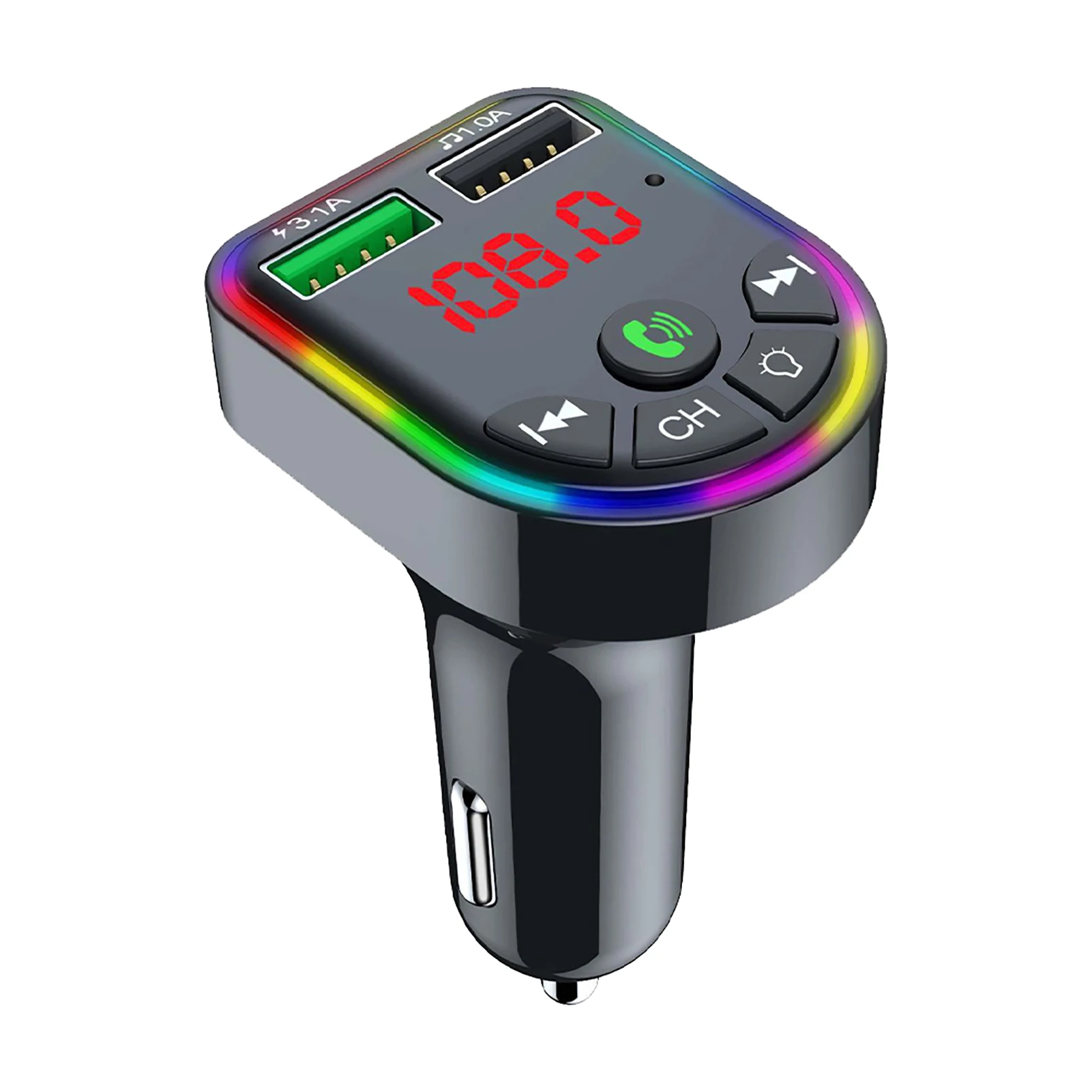 

Mp3-плеер, FM-передатчик, беспроводной, 2 USB-порта, совместим с автомобилем, 5,0 защита, универсальная, быстрая зарядка