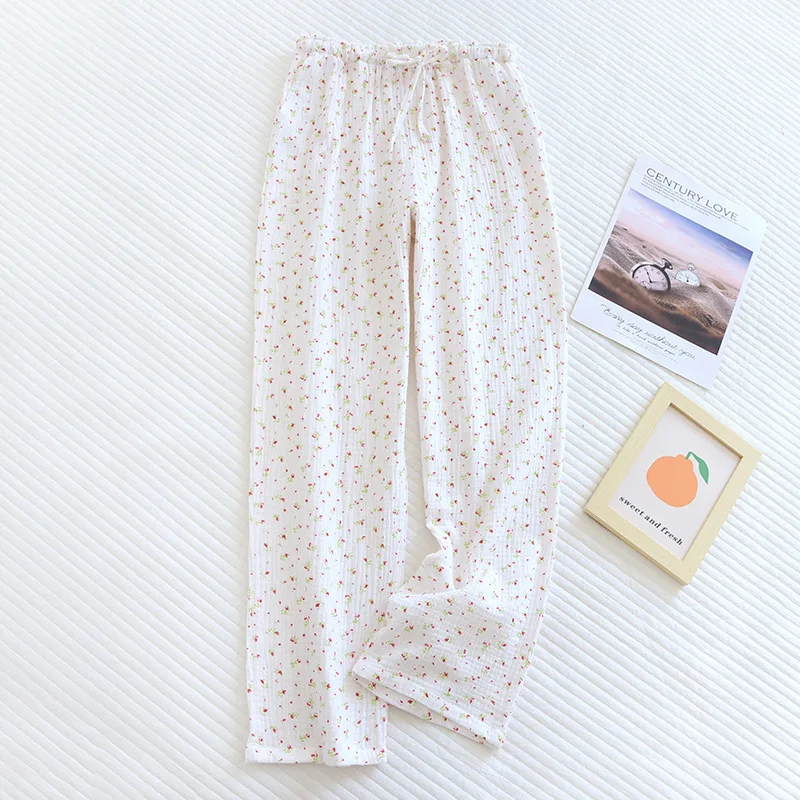 Fdfklak Cartoon Print Sleep Bottoms Women Lounge Wear Home Pant Pure Cotton Pajamas Pants Female Spring Summer Trousers