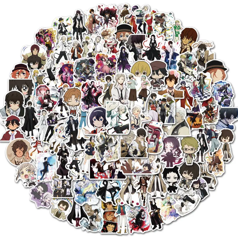 

20/50/100Pcs Bungo Stray Dogs Stickers Anime Sticker PVC Graffiti Decals Suitcase Luggage Guitar Car Waterproof for kids Toy