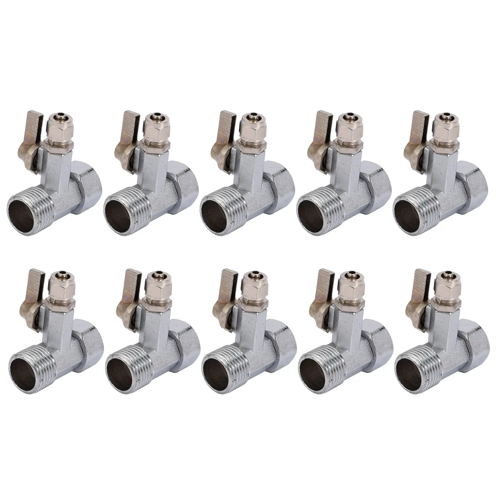 

10X RO Feed Water Adapter 1/2 Inch to 1/4 Inch Ball Valve Faucet Tap Feed Reverse Osmosis Silver