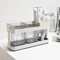 plastic toothbrush and toothpaste holder portable travel toothbrush holder with cupbathroom countertop storage organizer caddy