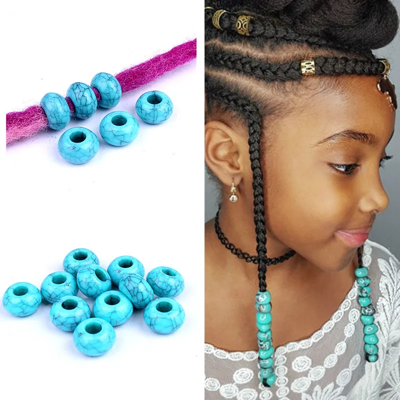 20 Pcs/lot Dreadlocks Acrylic Hair Ring Hair Braid Blue Beads Hair Braid Dread Dreadlock Beads Cuffs Clips Approx 6mm Hole
